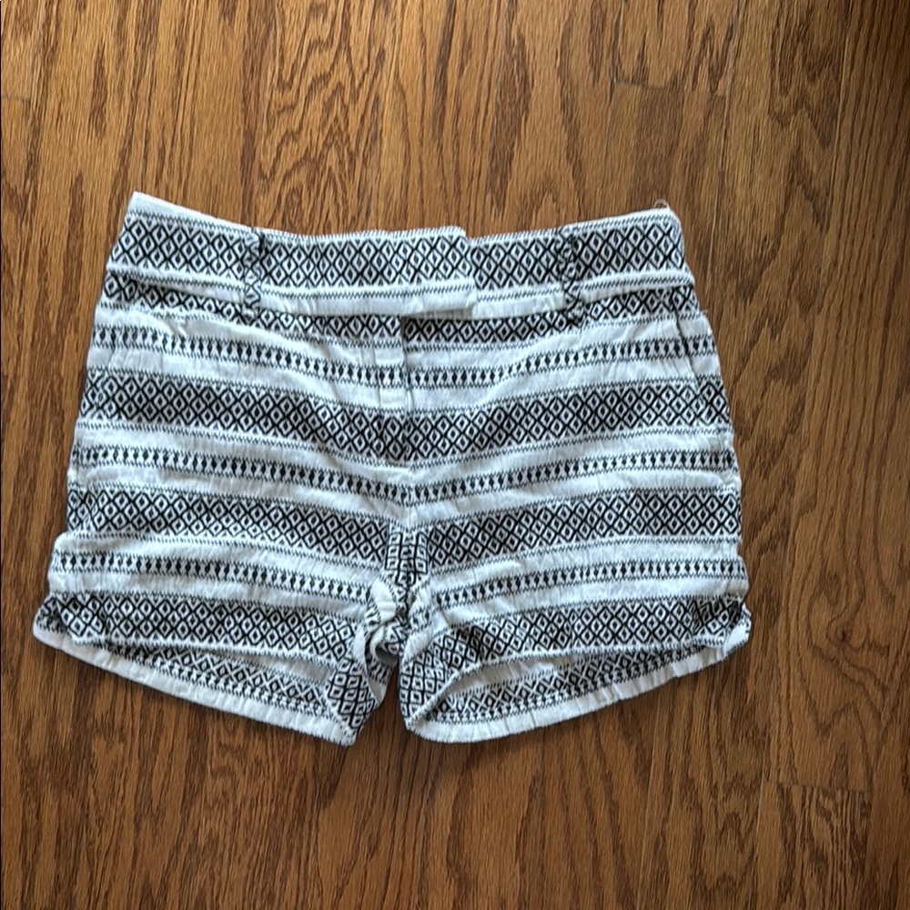 LOFT Black and White Geometric High Waist Shorts